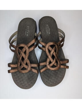 Clarks Privo Sandals Women’s Size 8M Brown Cooper Metallic Slip On Strappy